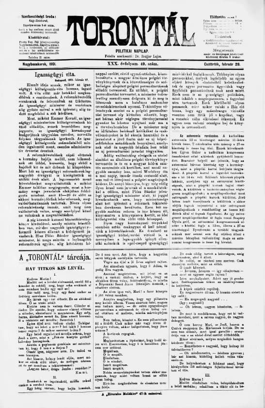 Torontál, 30. évf. 1901. február 28. 49. sz.