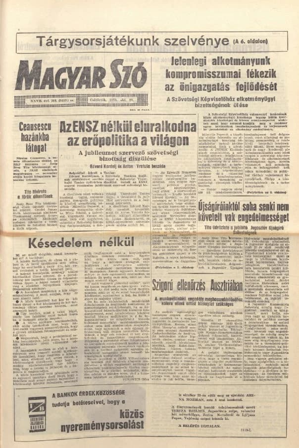 Magyar Szó, 27. évf. 1970. október 29. 298. sz. 1–14. oldal
