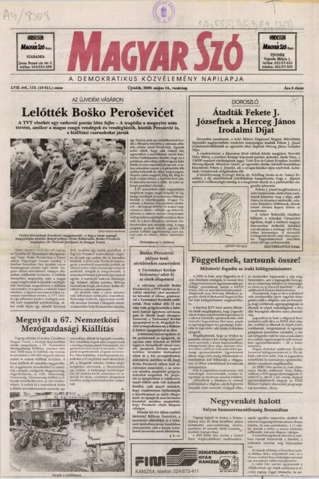 Magyar Szó, 57. évf. 2000. május 14. 112. sz. 1–24. oldal