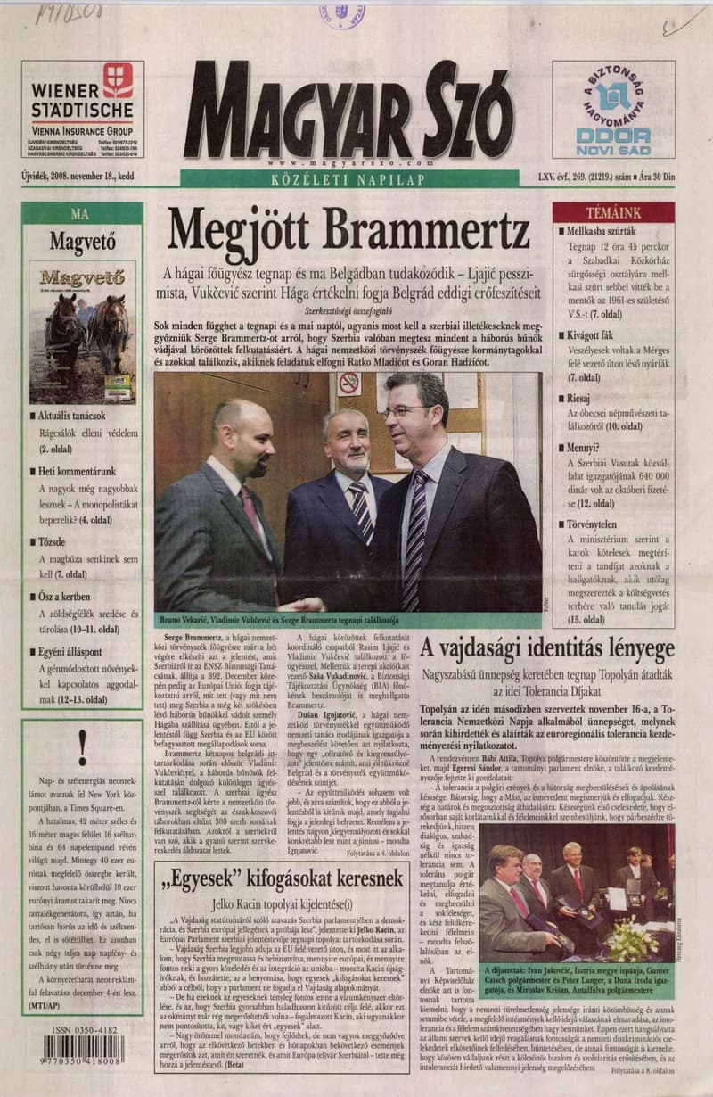 Magyar Szó, 65. évf. 2008. november 18. 269. sz. 1–20. oldal