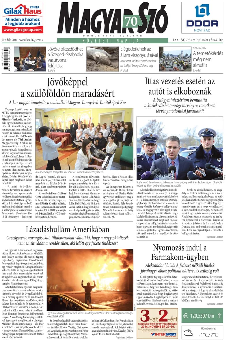 Magyar Szó, 71. évf. 2014. november 26. 276. sz. 1–16. oldal