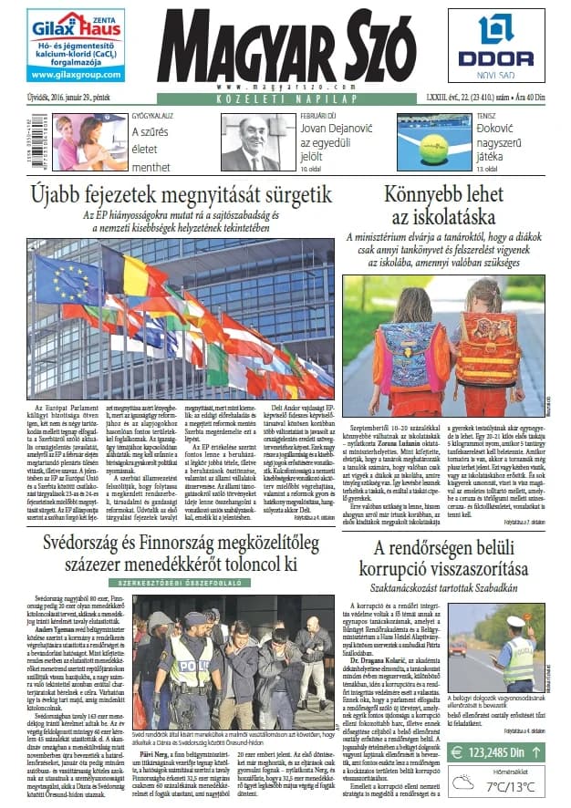 Magyar Szó, 73. évf. 2016. január 29. 22. sz. 1–16. oldal
