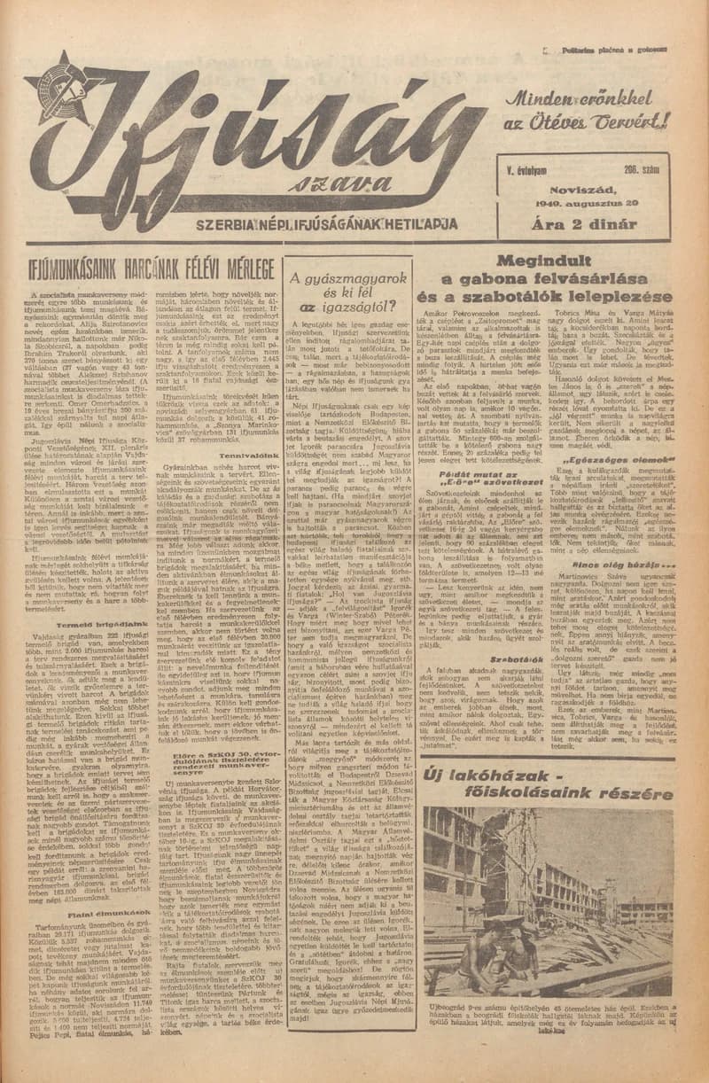 Ifjúság Szava, 5. évf. 1949. augusztus 20. 206. sz.