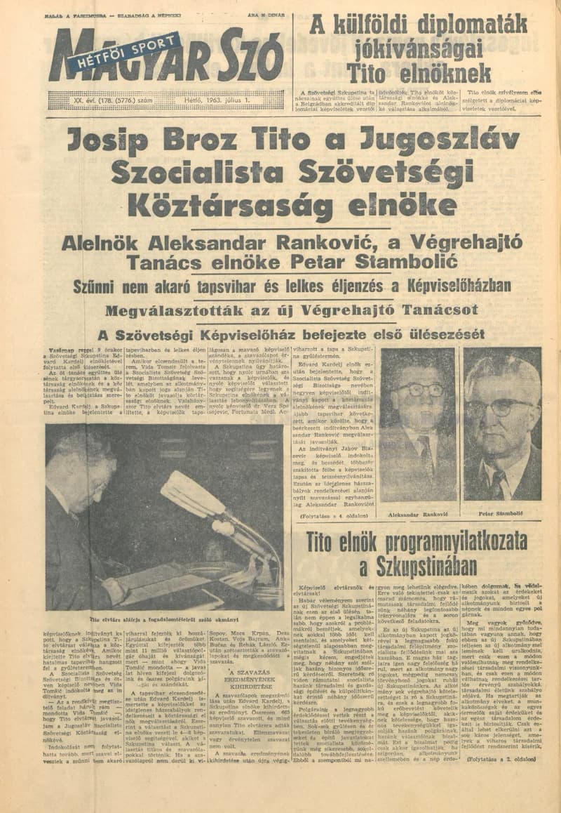 Magyar Szó, 20. évf. 1963. július 1. 178. sz. 1–16. oldal
