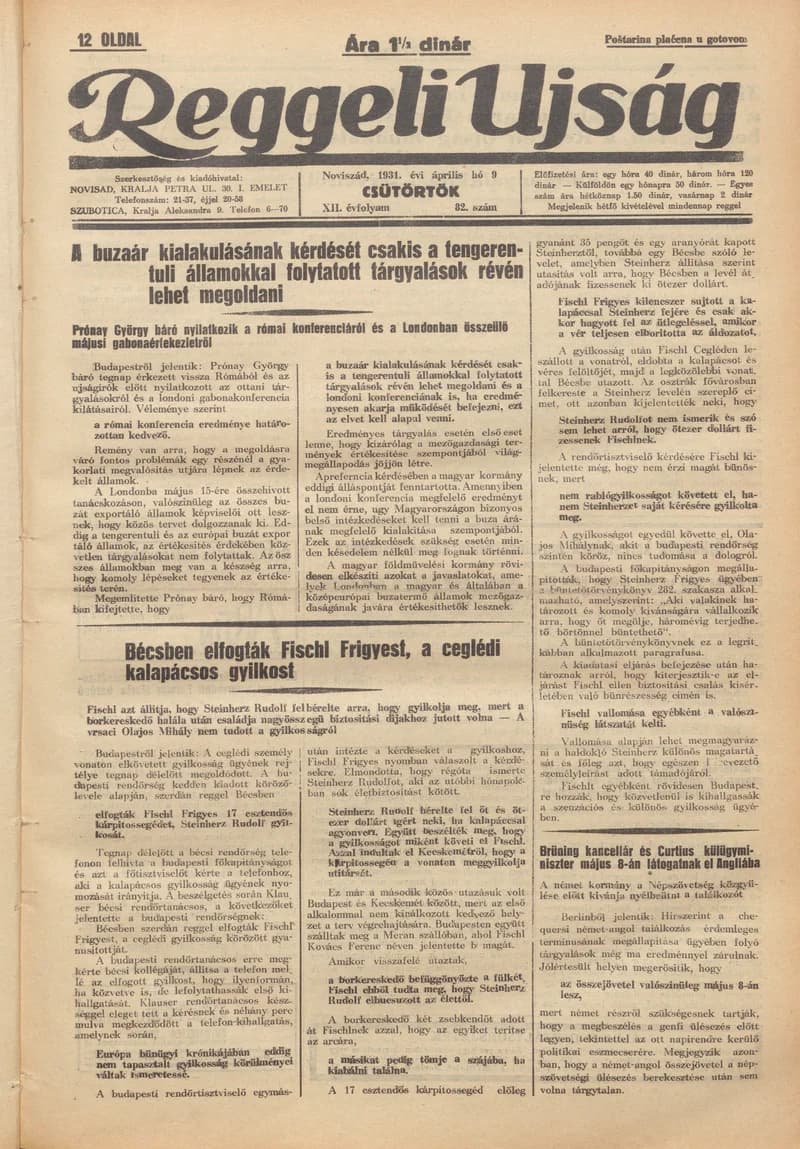 Reggeli Újság, 12. évf. 1931. április 9. 82. sz.