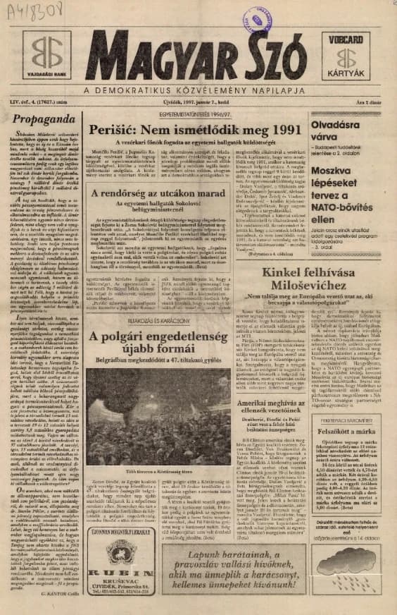 Magyar Szó, 54. évf. 1997. január 7. 4. sz. 1–16. oldal