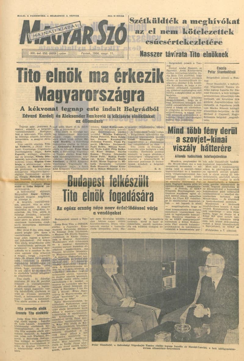 Magyar Szó, 21. évf. 1964. szeptember 11. 252. sz.