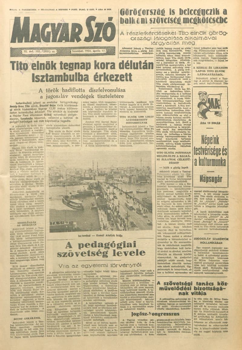 Magyar Szó, 11. évf. 1954. április 17. 103. sz. 1–8. oldal