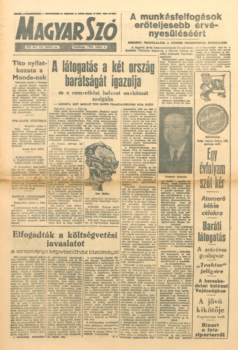 Magyar Szó, 13. évf. 1956. május 6. 122. sz. 1–20. oldal