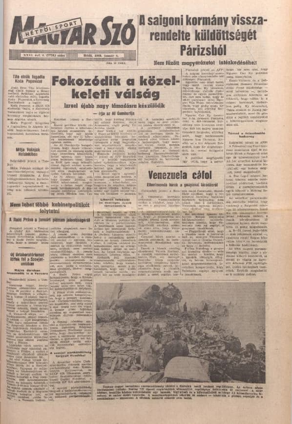 Magyar Szó, 26. évf. 1969. január 6. 4. sz. 1–14. oldal