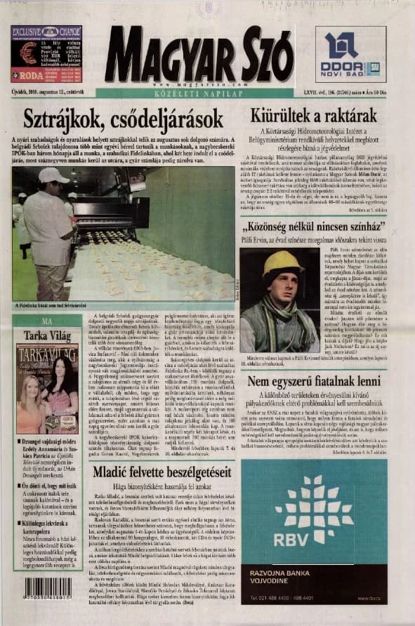 Magyar Szó, 67. évf. 2010. augusztus 12. 186. sz. 1–20. oldal