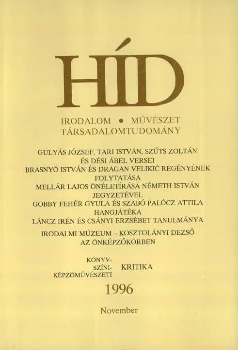 Híd, 60. évf. 1996. november. 11. sz. 833–960. oldal