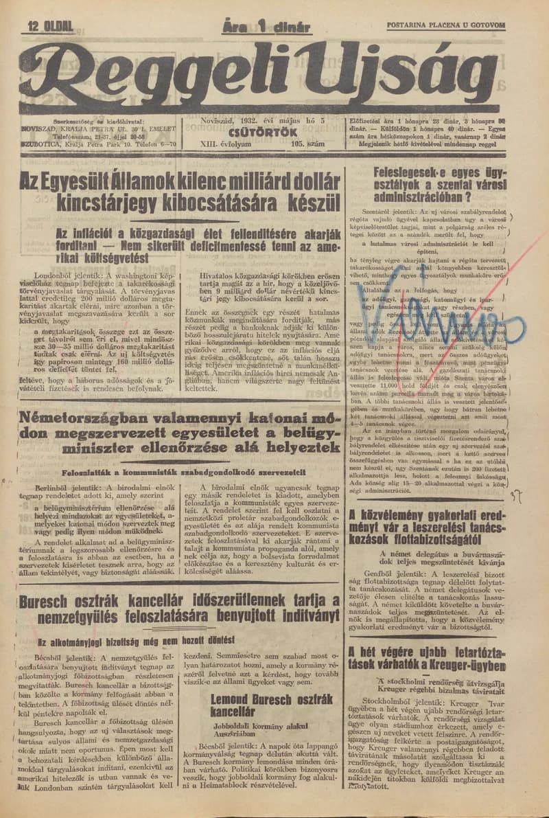 Reggeli Újság, 13. évf. 1932. április 5. 105. sz.