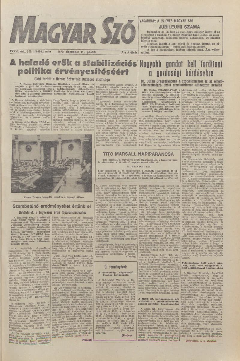 Magyar Szó, 36. évf. 1979. december 21. 349. sz. 1–20. oldal