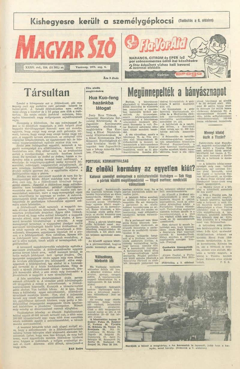 Magyar Szó, 35. évf. 1978. augusztus 6. 214. sz. 1–28. oldal