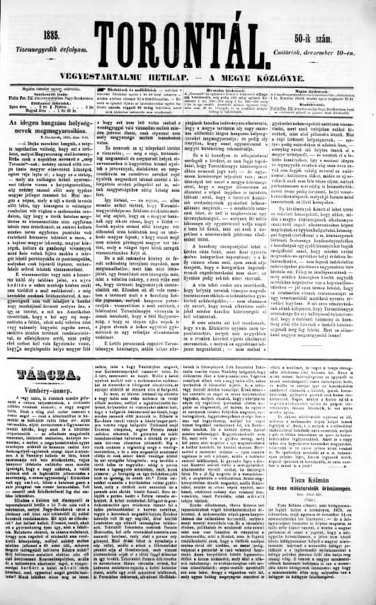 Torontál, 14. évf. 1885. december 10. 50. sz.