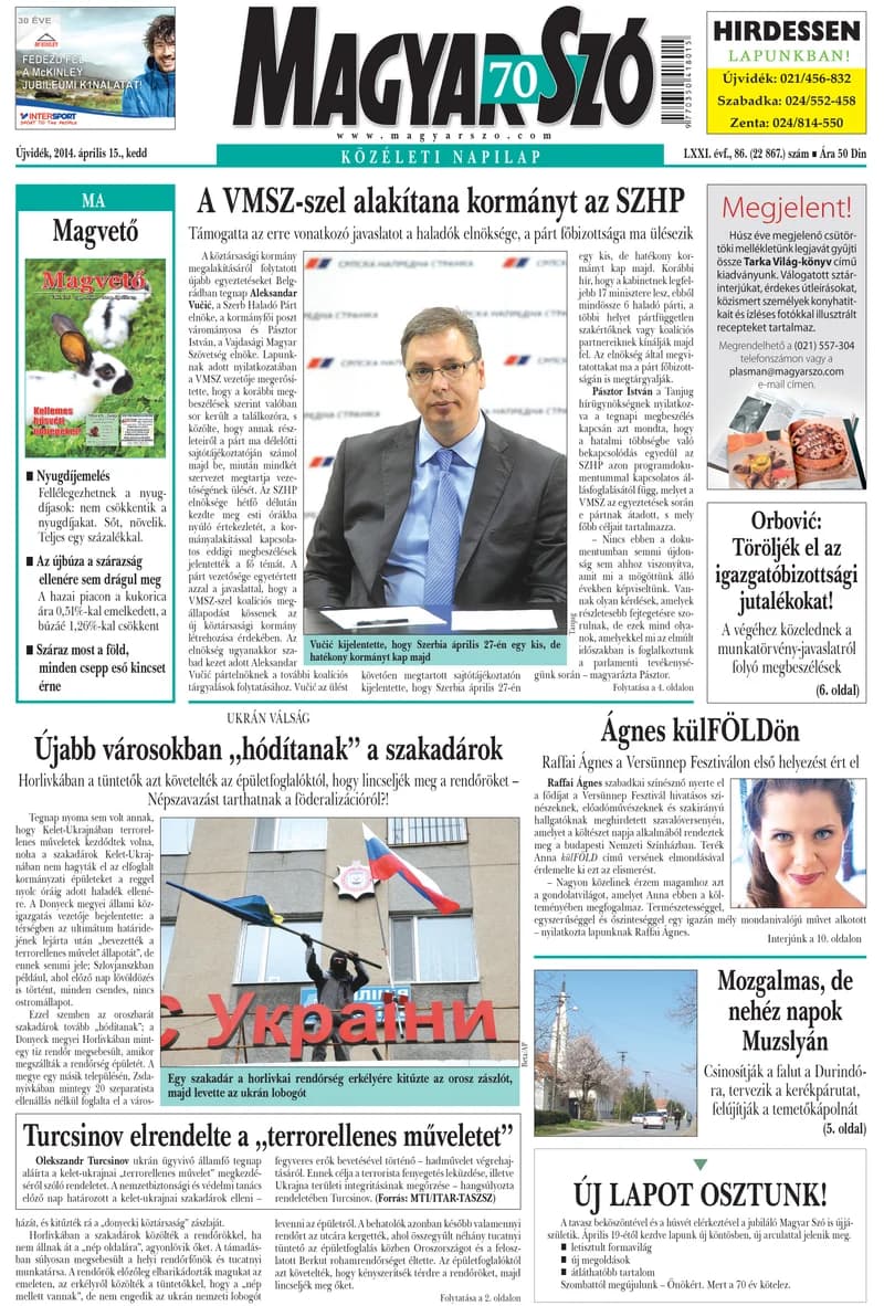 Magyar Szó, 71. évf. 2014. április 15. 86. sz. 1–20. oldal