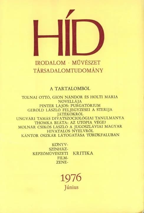 Híd, 40. évf. 1976. június. 6. sz. 685–820. oldal