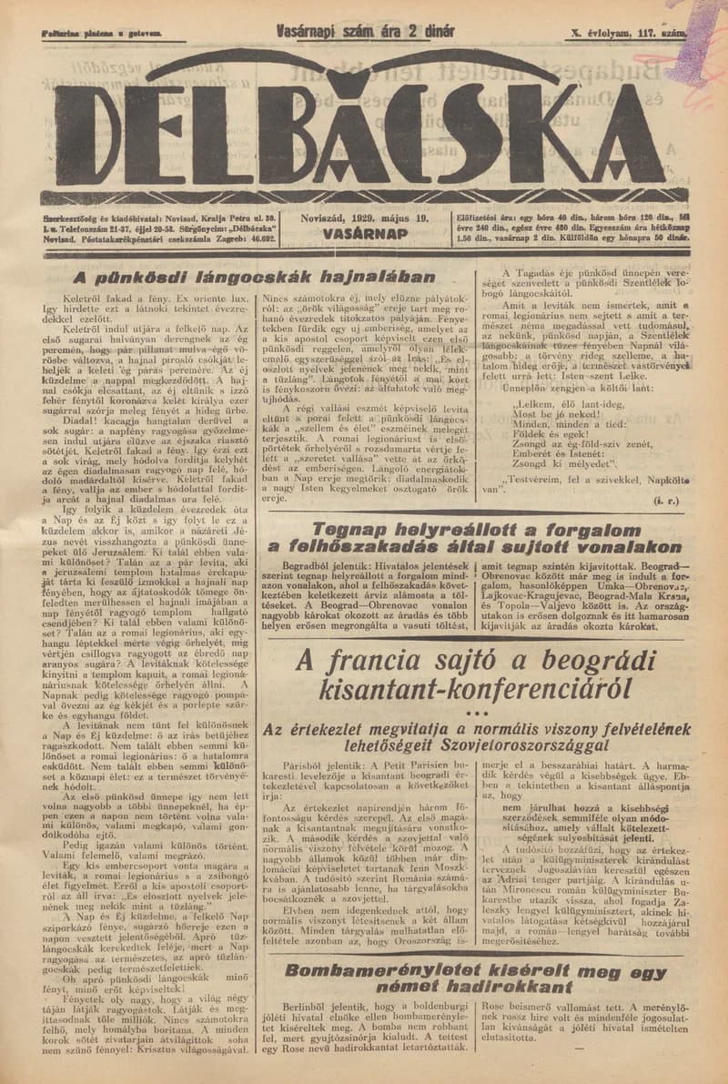 Délbácska, 10. évf. 1929. május 19. 117. sz.