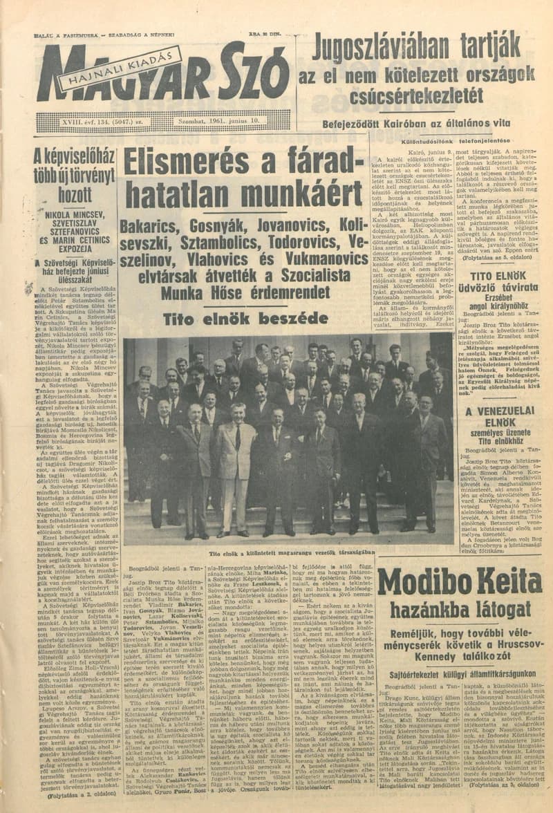 Magyar Szó, 18. évf. 1961. június 10. 134. sz. 1–12. oldal