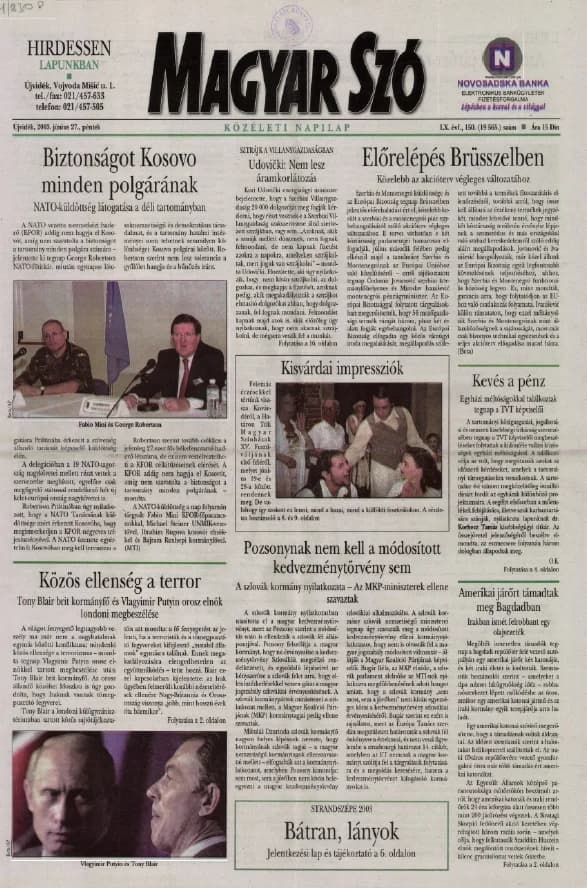 Magyar Szó, 60. évf. 2003. június 27. 150. sz. 1–16. oldal