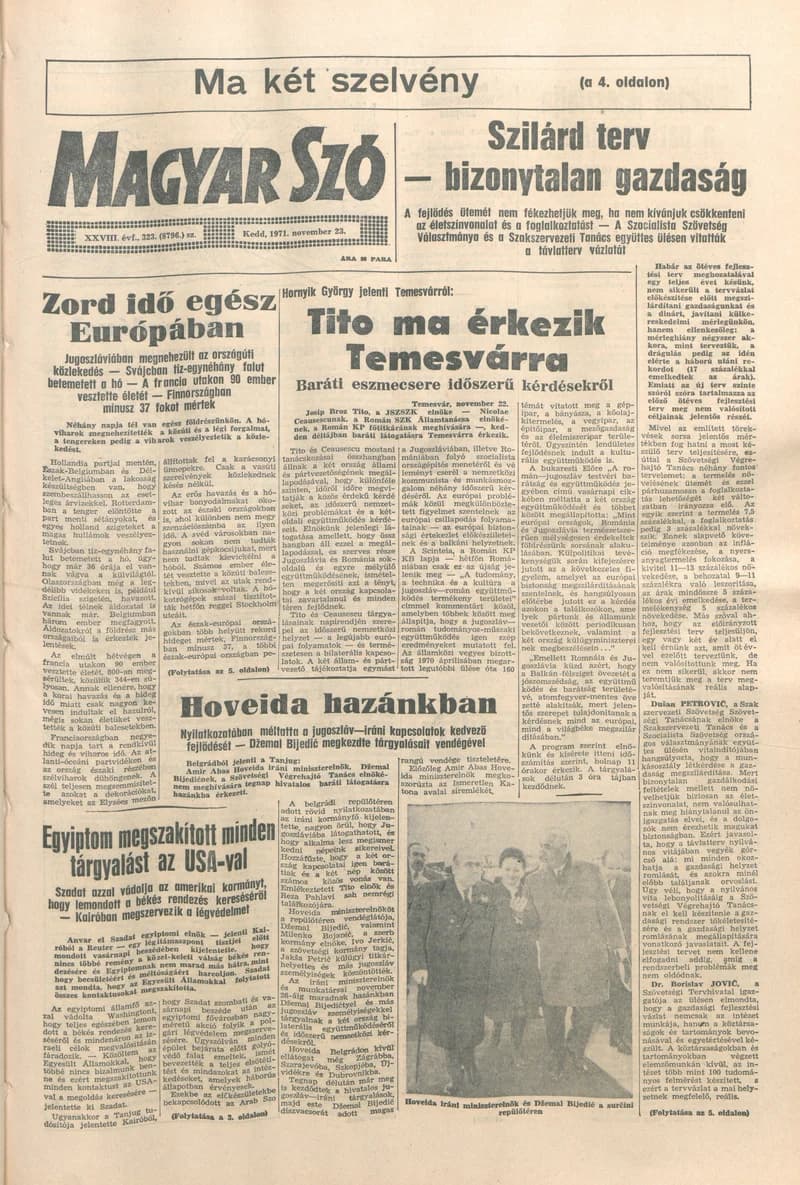 Magyar Szó, 28. évf. 1971. november 23. 323. sz. 1–16. oldal