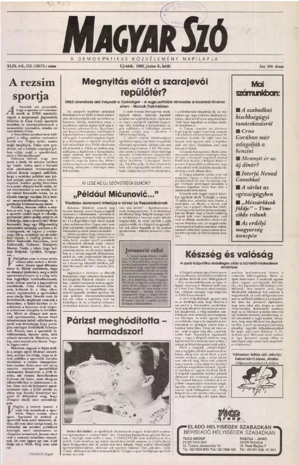 Magyar Szó, 49. évf. 1992. június 8. 155. sz. 1–16. oldal