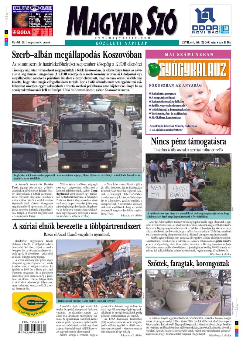 Magyar Szó, 68. évf. 2011. augusztus 5. 180. sz. 1–20. oldal