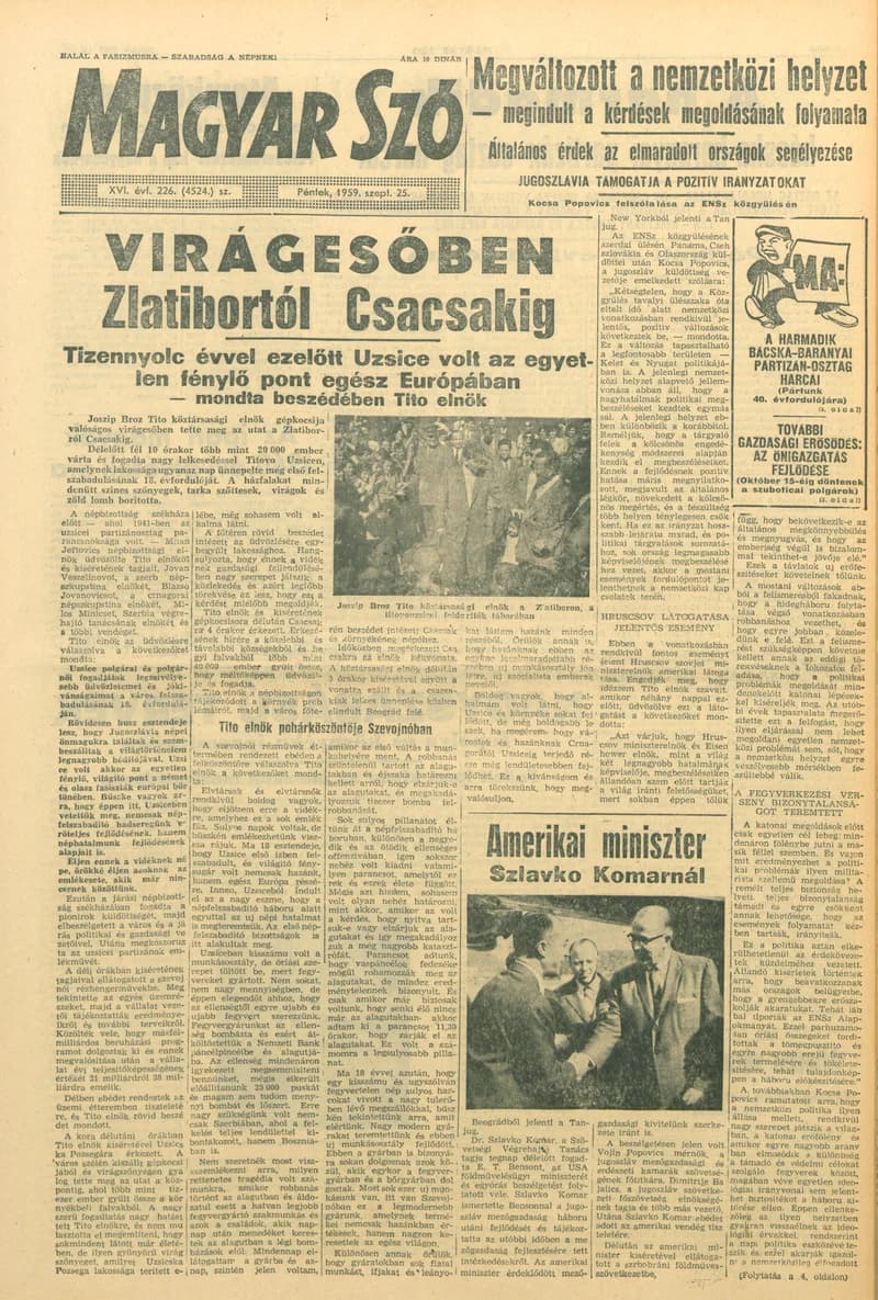 Magyar Szó, 16. évf. 1959. szeptember 25. 226. sz. 1–20. oldal