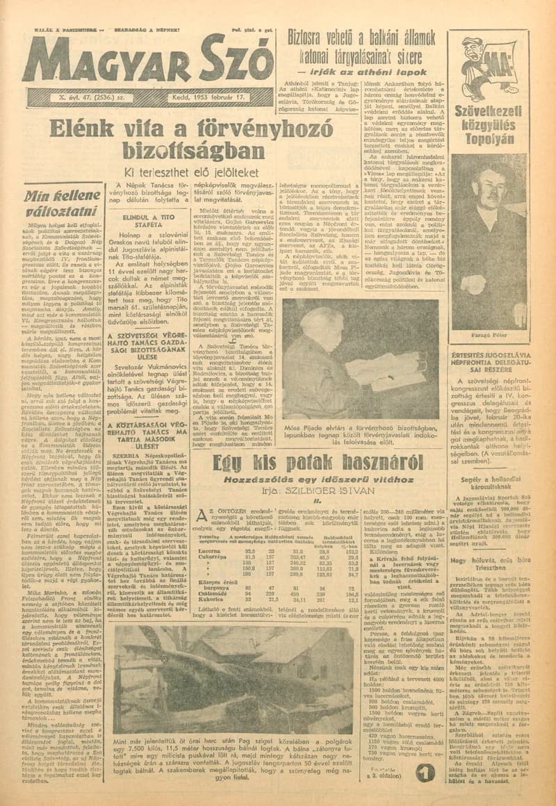Magyar Szó, 10. évf. 1953. február 17. 47. sz. 1–10. oldal