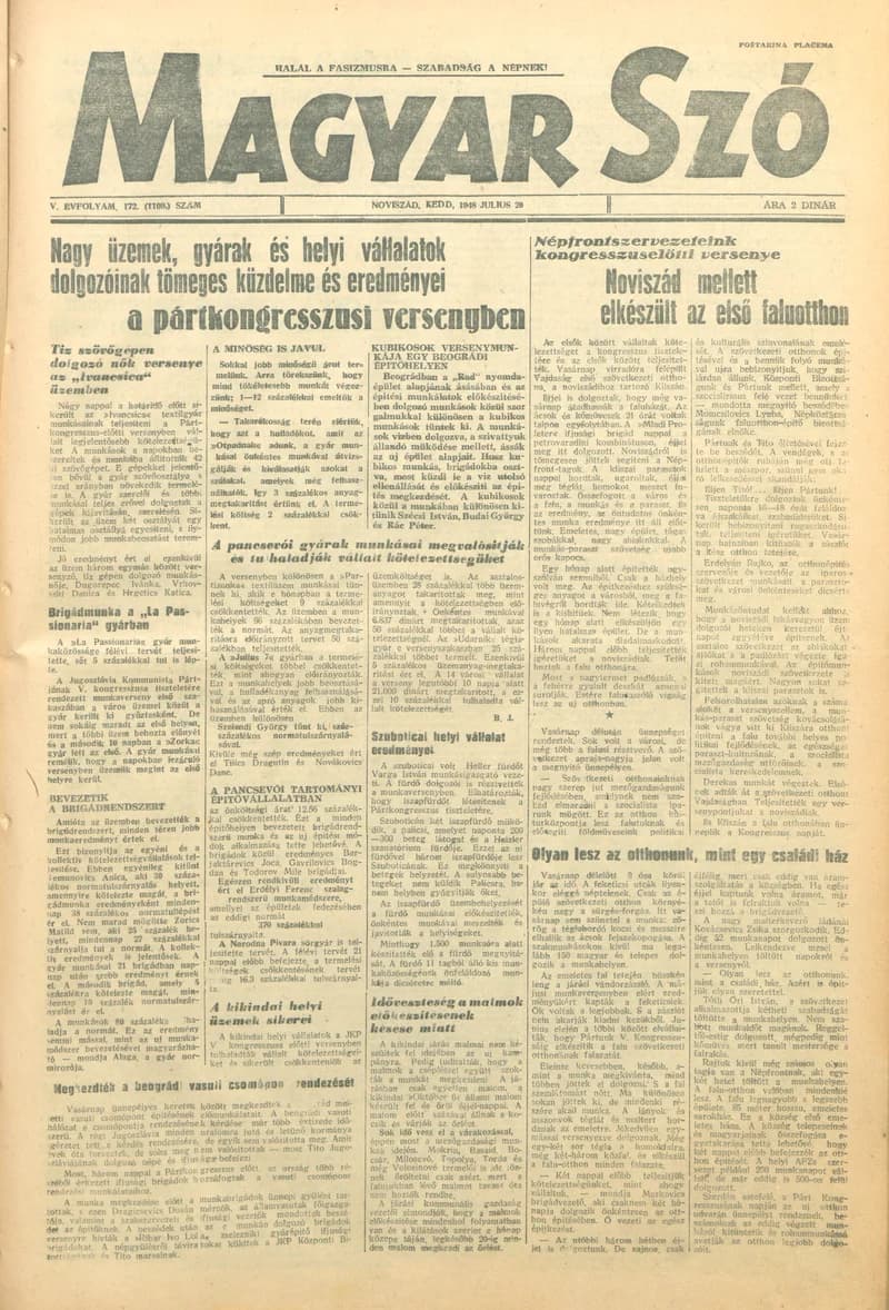 Magyar Szó, 5. évf. 1948. július 20. 172. sz. 1–4. oldal