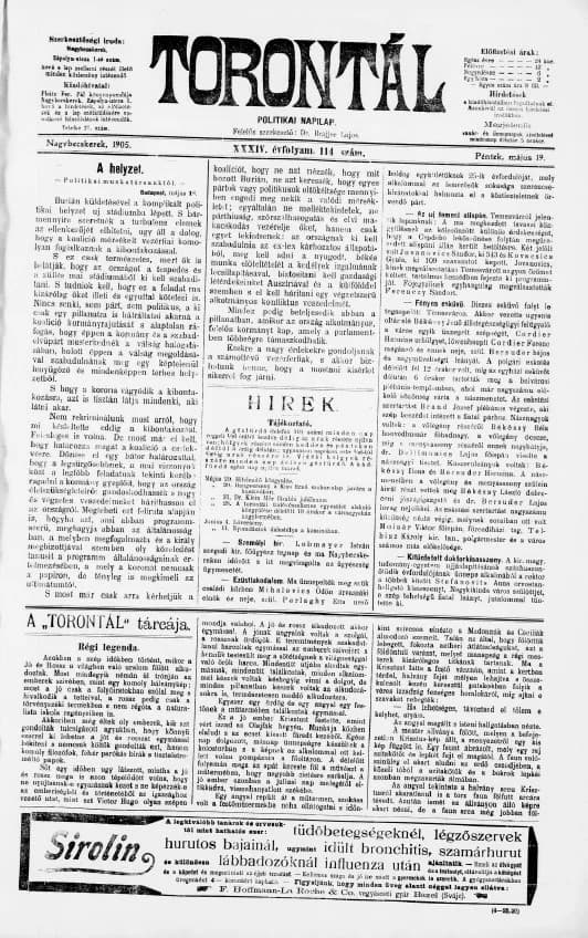 Torontál, 34. évf. 1905. május 19. 114. sz.