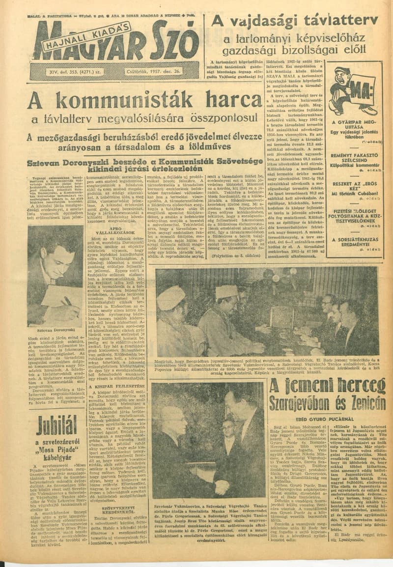 Magyar Szó, 14. évf. 1957. december 26. 353. sz. 1–14. oldal