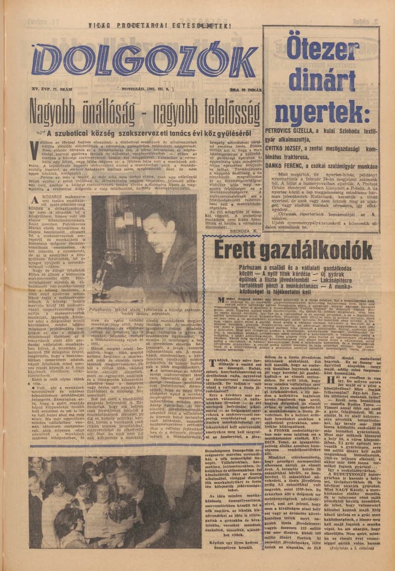 Dolgozók, 15. évf. 1961. március 9. 11. sz.