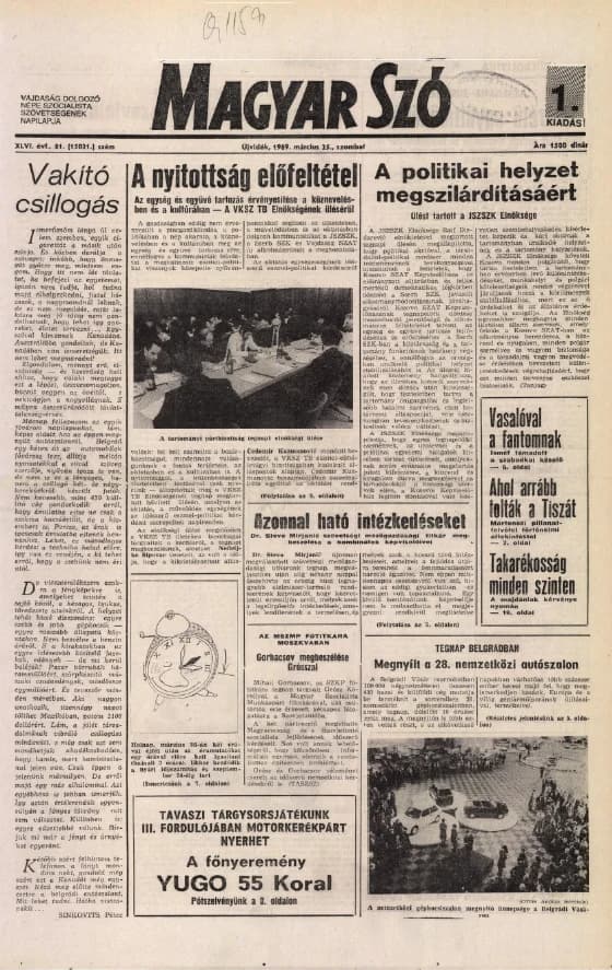 Magyar Szó, 46. évf. 1989. március 25. 81. sz. 1–24. oldal