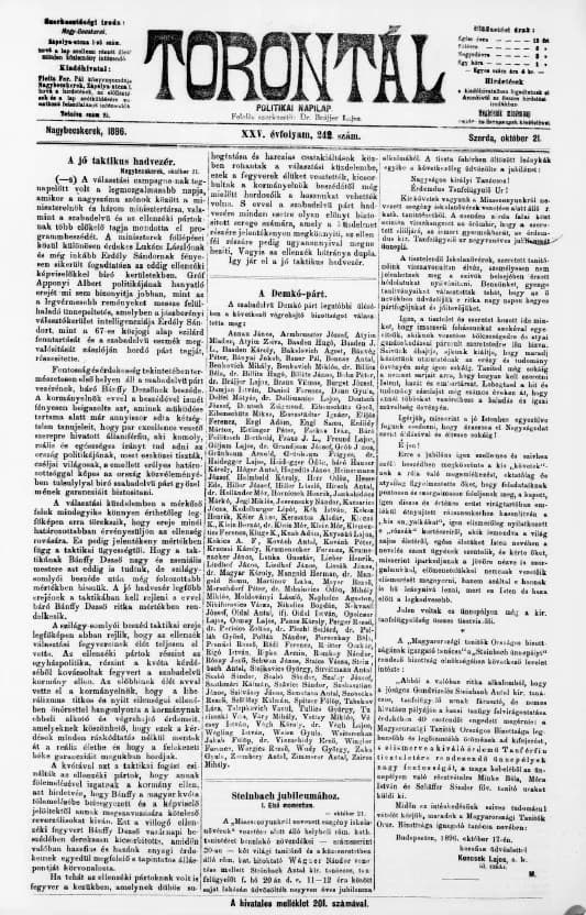 Torontál, 25. évf. 1896. október 21. 242. sz.
