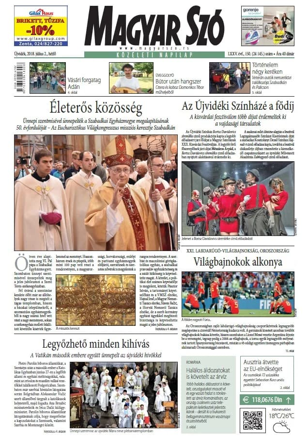 Magyar Szó, 75. évf. 2018. július 2. 150. sz. 1–20. oldal