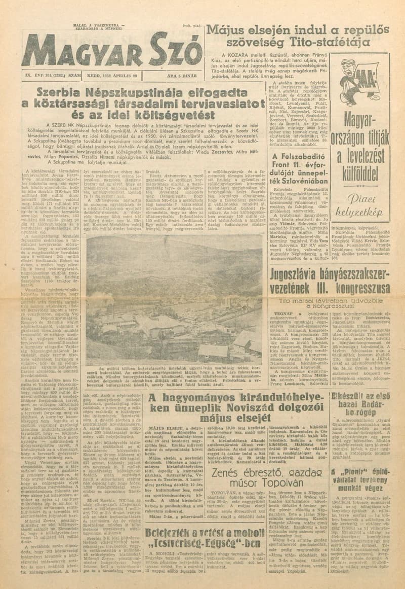 Magyar Szó, 9. évf. 1952. április 29. 104. sz. 1–4. oldal