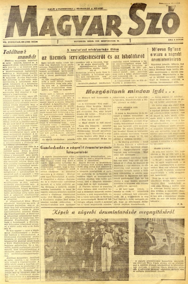 Magyar Szó, 7. évf. 1950. szeptember 26. 229. sz. 1–4. oldal