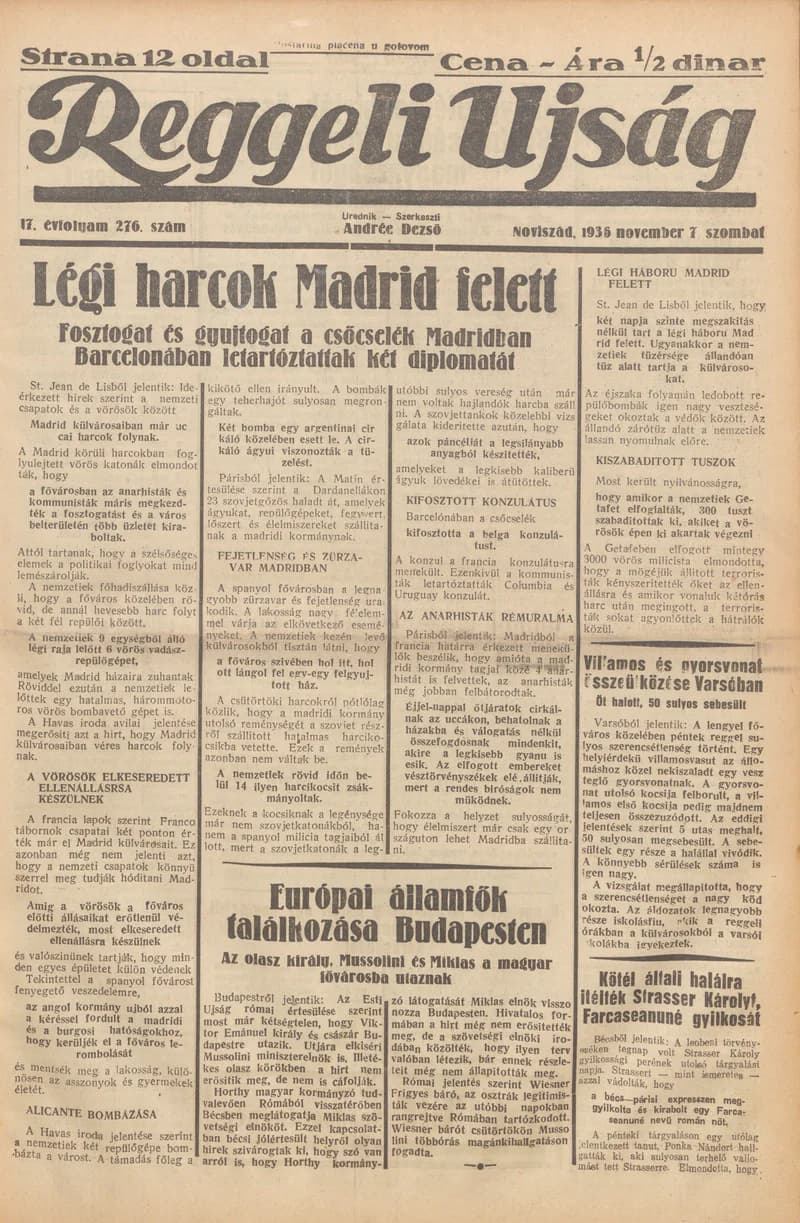 Reggeli Újság, 17. évf. 1936. november 7. 277. sz.
