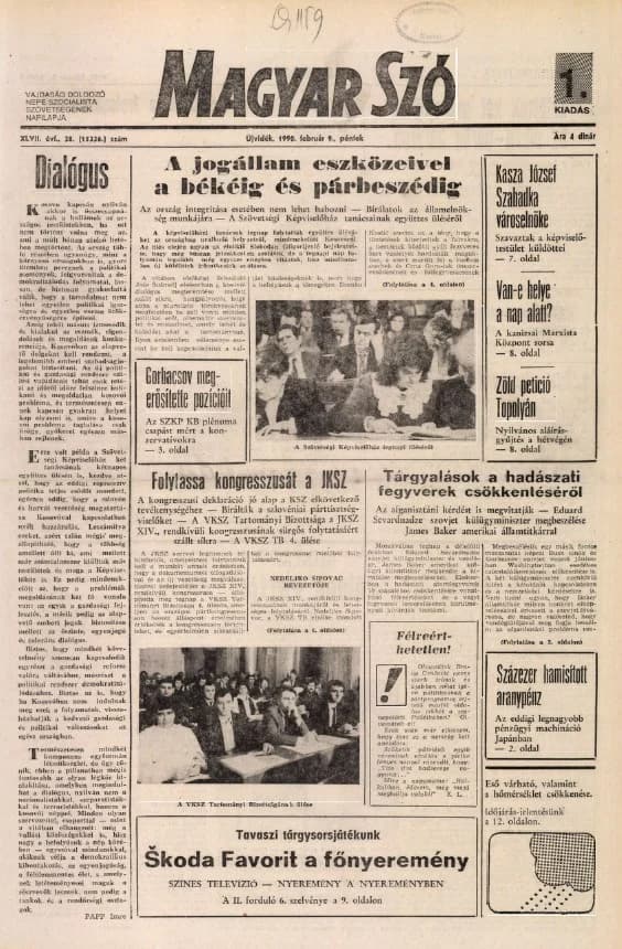 Magyar Szó, 47. évf. 1990. február 9. 38. sz. 1–24. oldal