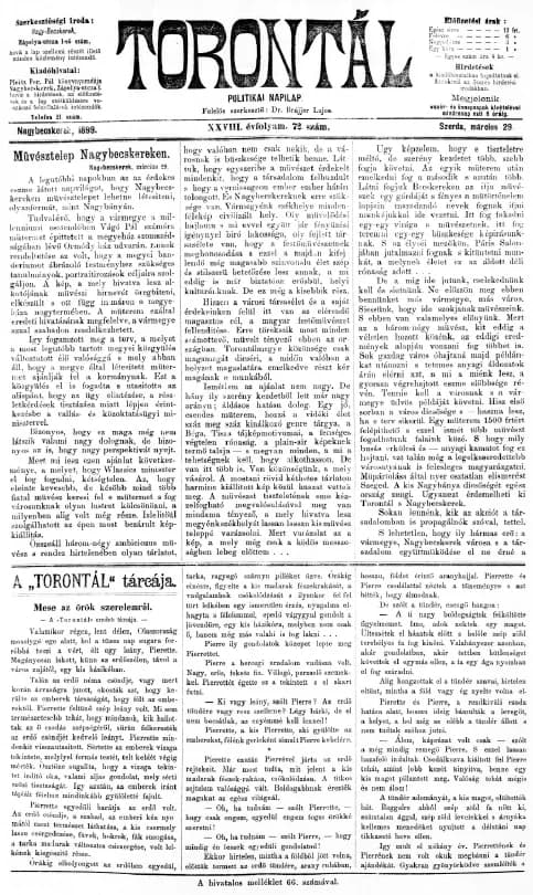 Torontál, 28. évf. 1899. március 29. 72. sz.