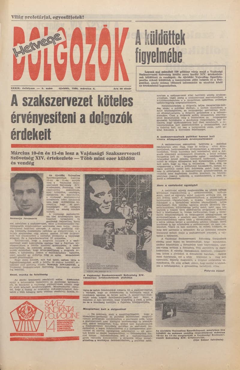Dolgozók, 40. évf. 1986. március 6. 9. sz.