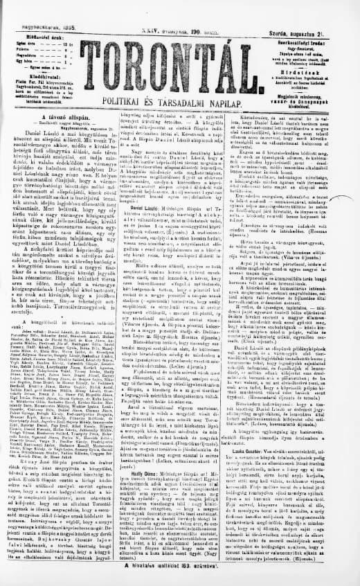 Torontál, 24. évf. 1895. augusztus 21. 190. sz.