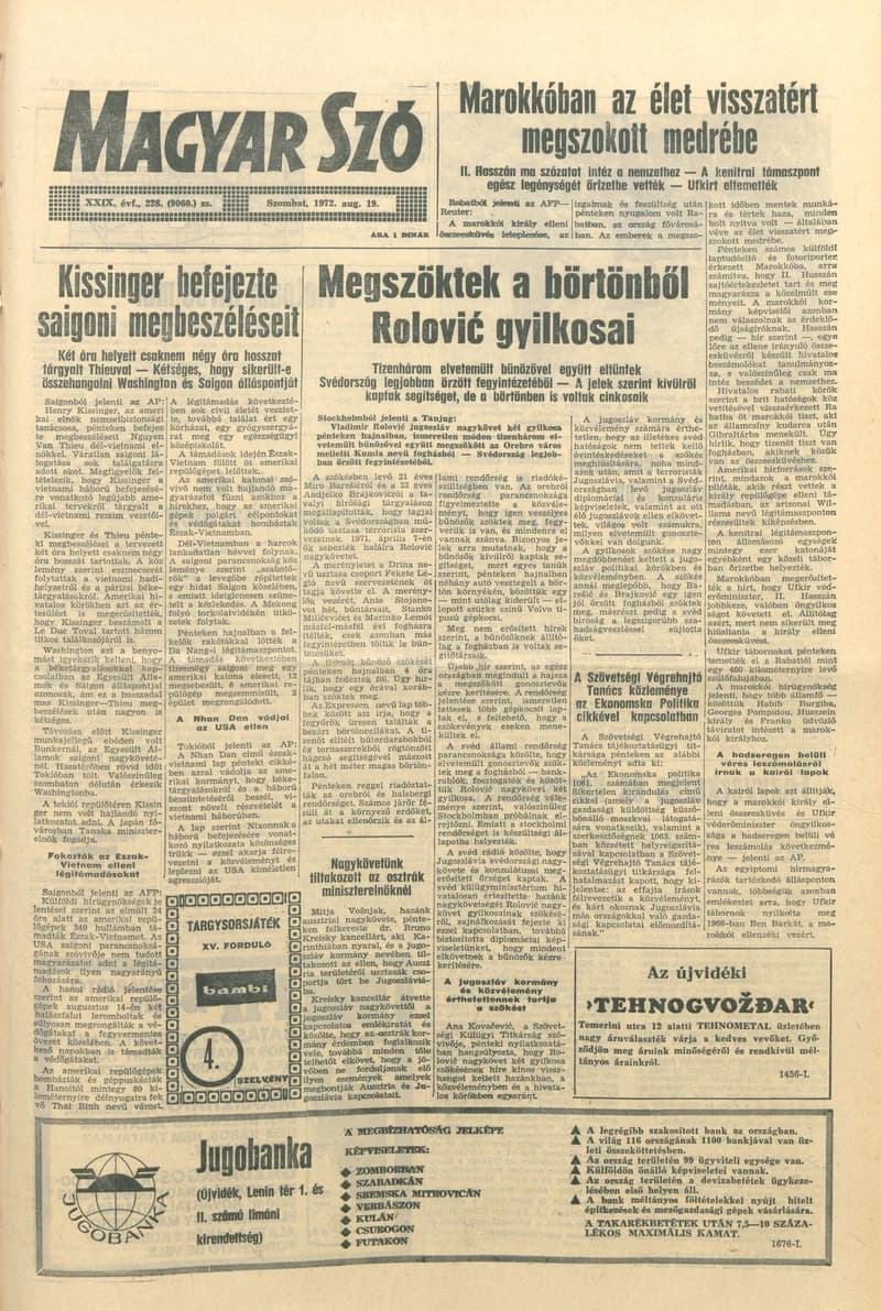 Magyar Szó, 29. évf. 1972. augusztus 19. 228. sz. 1–16. oldal