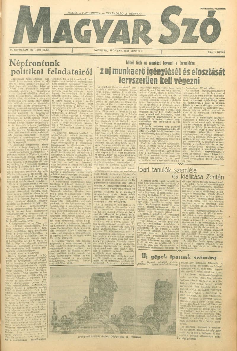 Magyar Szó, 6. évf. 1949. június 11. 137. sz. 1–4. oldal