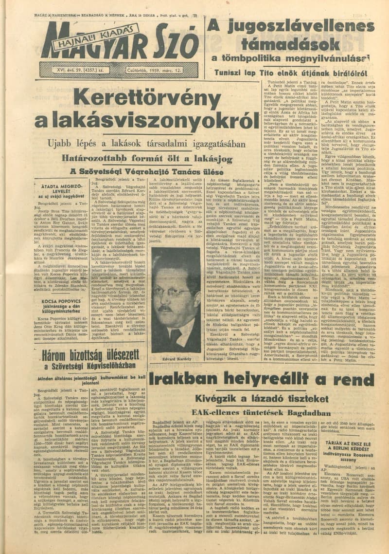 Magyar Szó, 16. évf. 1959. március 12. 59. sz. 1–20. oldal