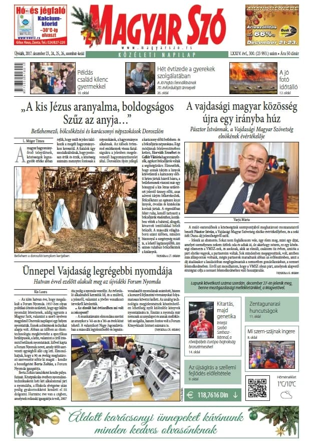 Magyar Szó, 74. évf. 2017. december 23. – 26. 300. sz. 1–40. oldal