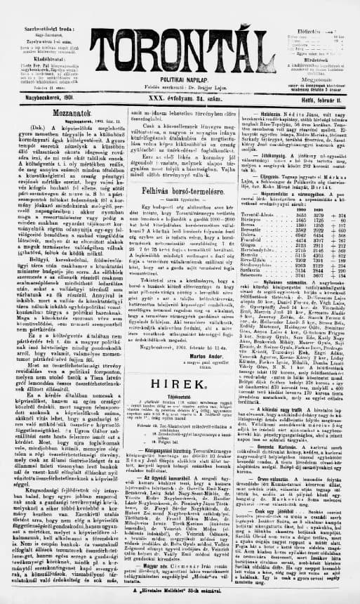 Torontál, 30. évf. 1901. február 11. 34. sz.