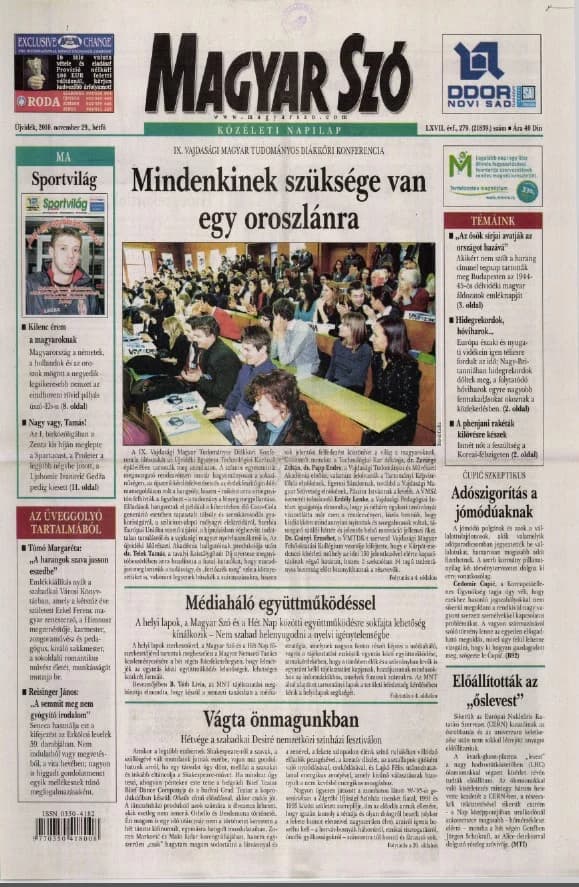 Magyar Szó, 67. évf. 2010. november 29. 279. sz. 1–16. oldal